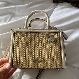 Coach raffia & leather mini bag